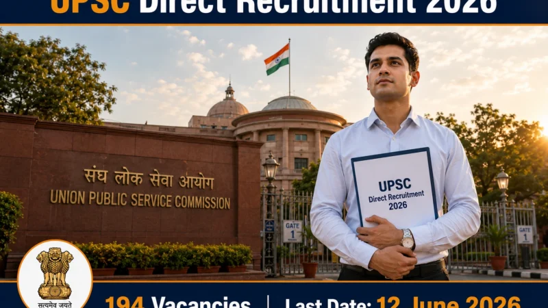 UPSC Direct Recruitment 2026: 194 Vacancies Open Across Multiple Departments | Last Date to Apply – 12 June 2026
