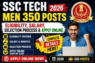 SSC Tech Men 350 Posts 2026: Eligibility, Salary, Selection Process & Apply Online Step by Step