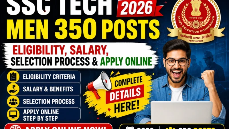 SSC Tech Men 350 Posts 2026: Eligibility, Salary, Selection Process & Apply Online Step by Step