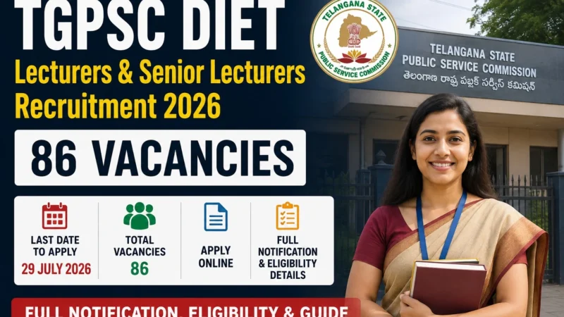 TGPSC DIET Lecturers & Senior Lecturers Recruitment 2026: 86 Vacancies – Apply Online by 29 July | Full Notification, Eligibility & Guide