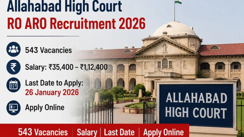 Allahabad High Court RO ARO Recruitment 2026: 543 Vacancies, Salary, Last Date & Apply Online