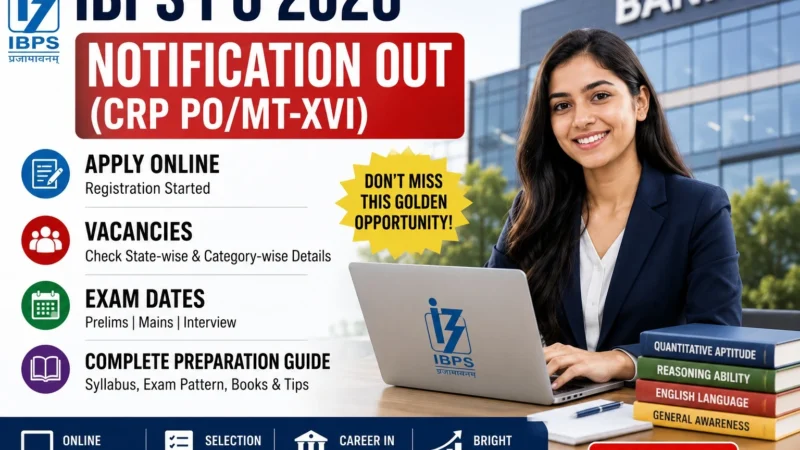 IBPS PO 2026 Notification Out (CRP PO/MT-XVI): Apply Online, Vacancies, Exam Dates & Complete Preparation Guide