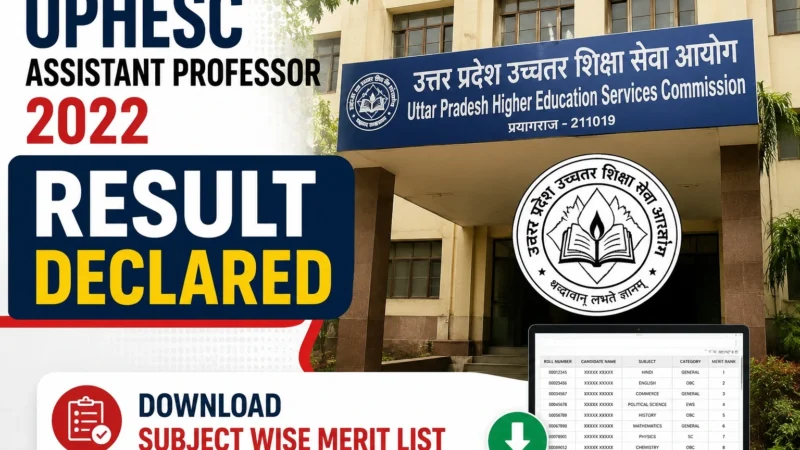 UPHESC Assistant Professor 2026 Result Declared | Download Subject Wise Merit List
