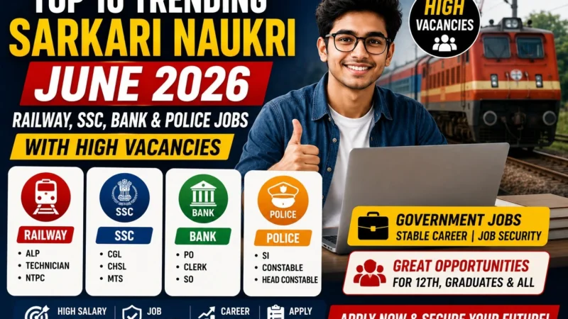 Top 10 Trending Sarkari Naukri June 2026 – Railway, SSC, Bank & Police Jobs with High Vacancies