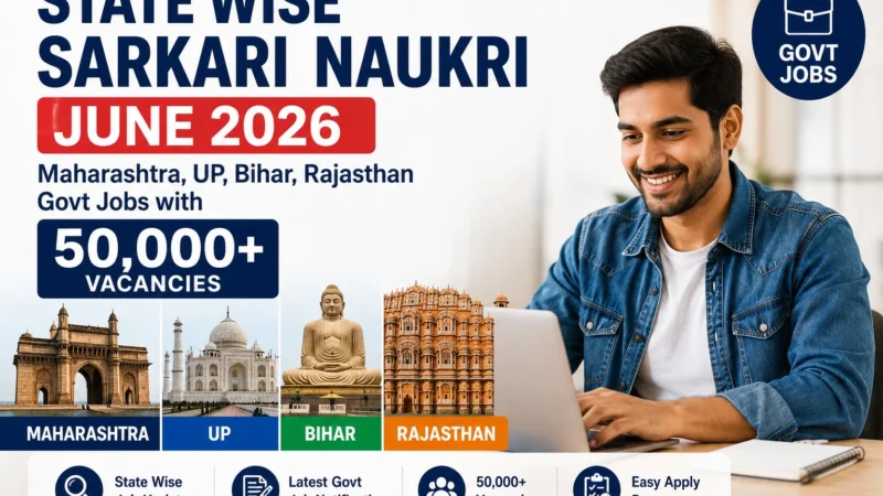 State Wise Sarkari Naukri June 2026: Maharashtra, UP, Bihar, Rajasthan Govt Jobs with 50,000+ Vacancies