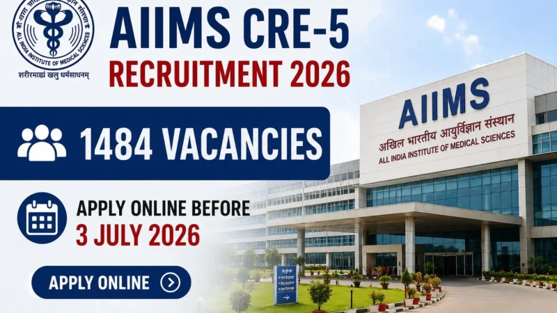 AIIMS CRE-5 Recruitment 2026: 1484 Vacancies, Apply Online Before 3 July