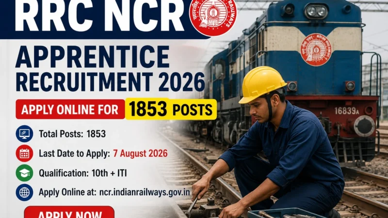 RRC NCR Apprentice Recruitment 2026: Apply Online for 1853 Posts Before 7 August